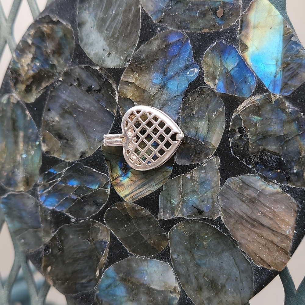 Stirling silver heart cage pendant
